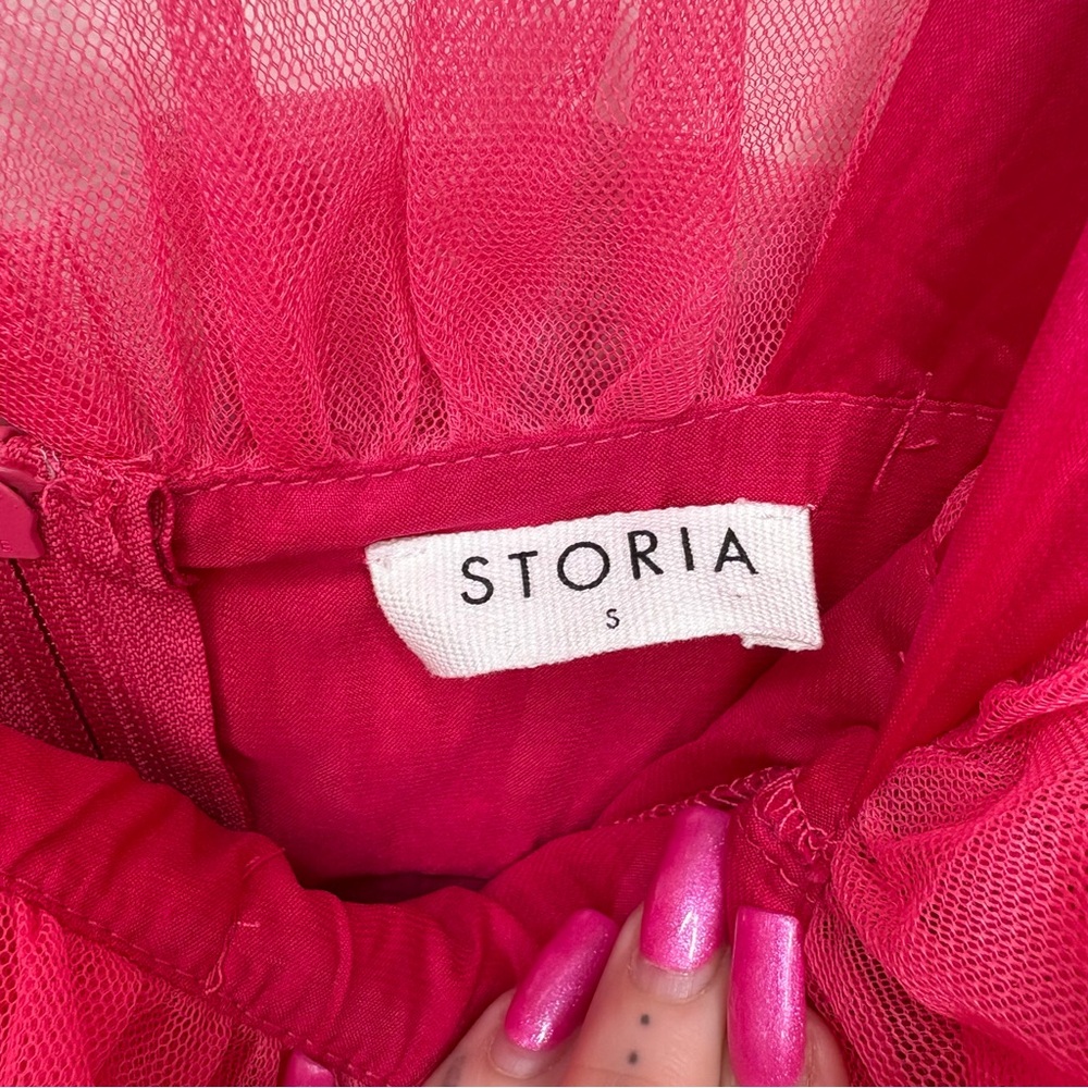 Storia Pink Tulle Ruffle Mini Dress - Picture 7 of 13